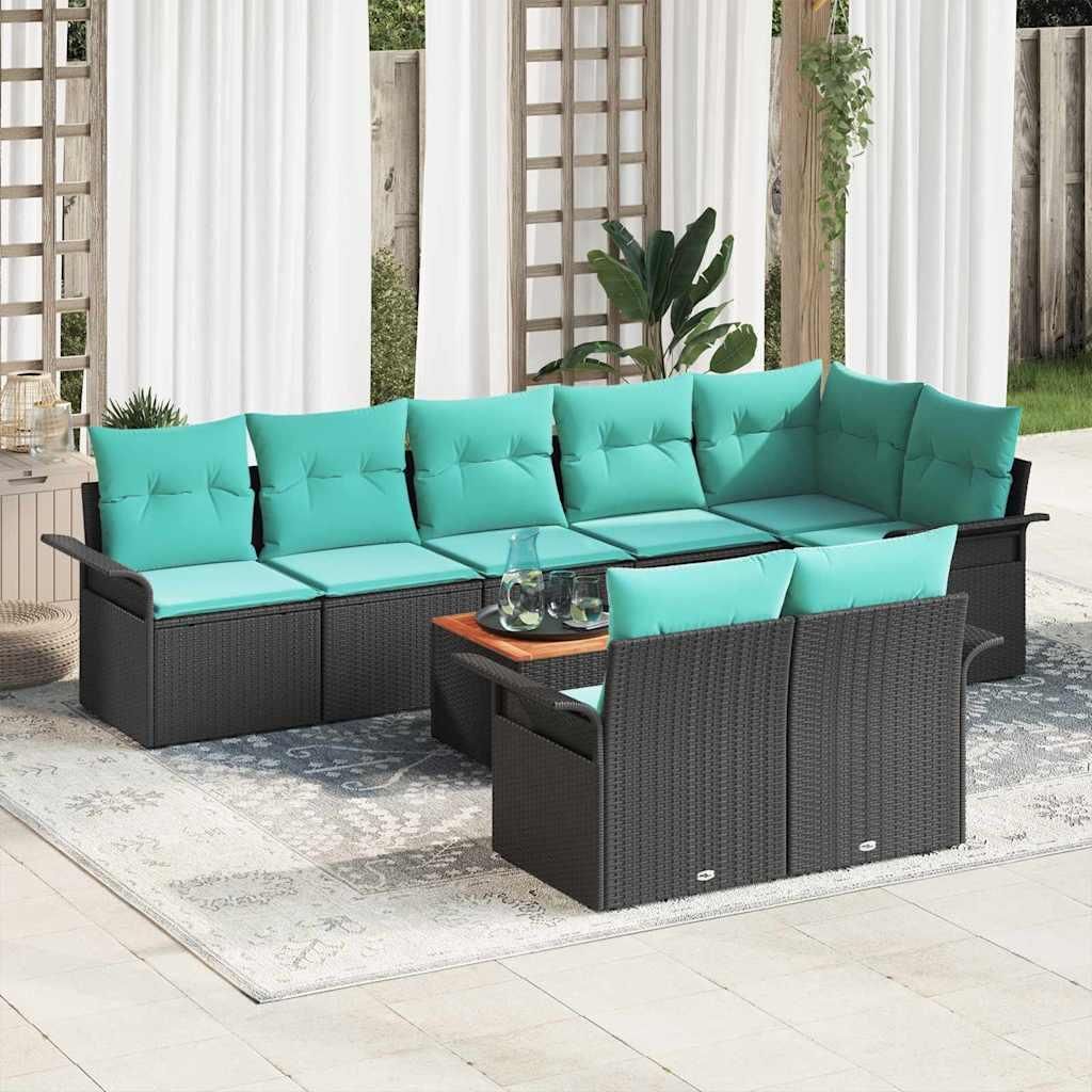 Maison Exclusive - Gartensofa-set mit Kissen 9 pcs Schwarz Poly-Rattan