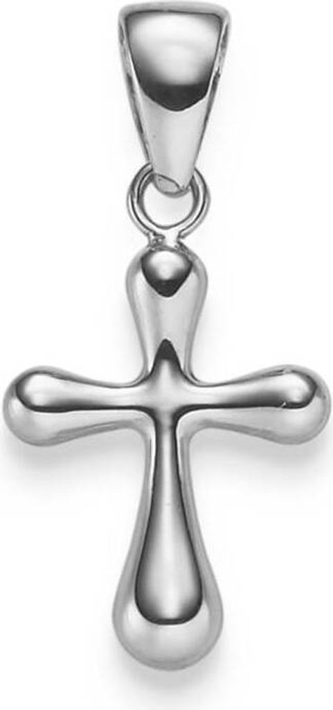 Anhänger Kreuz abgerundet 23,5x12mm aus 750 Gold Weißgold glänzend