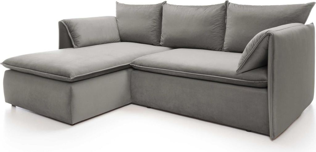 FURNLUX Ecksofa Gold Grau Und Schwarz 230cm / Hauptfarbe: Grau / Abmessungen: 230 x 91 x 166 cm