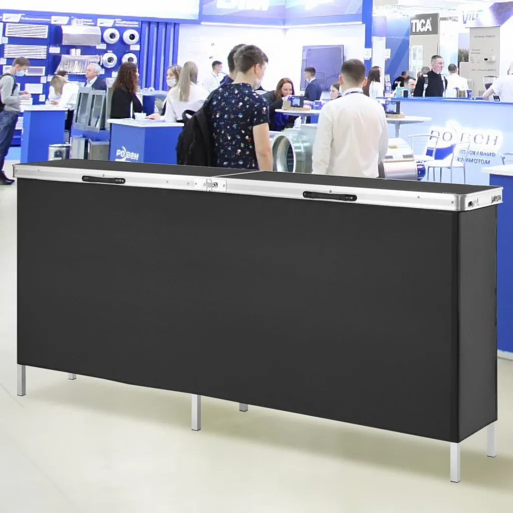 Stand d'exposition avec étagère de rangement et structure pliable noir - 8