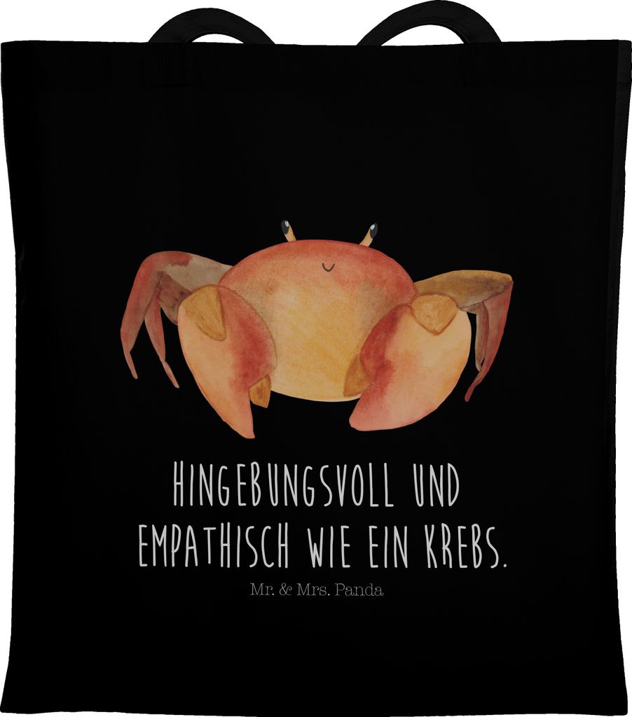 Mr. & Mrs. Panda dokumententasche Sternzeichen Krebs - Schwarz - Geschenk, Tote Bag, Schultasche, Krebse, Tasche, Stoffbeutel, Geburtstag Juni, tot...