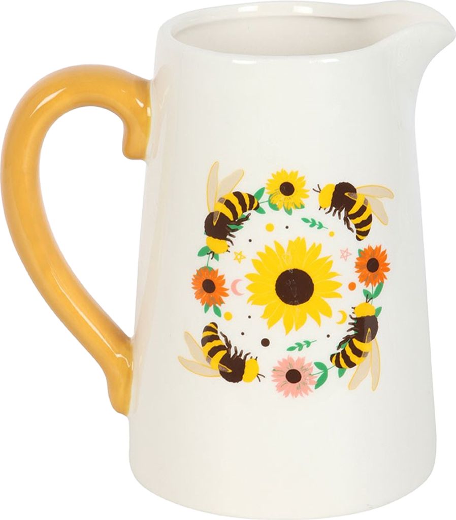 Something Different - Blumenkrug, Keramik, Biene, Sommer SD9882 (Einheitsgröße) (Weiß/Gelb)