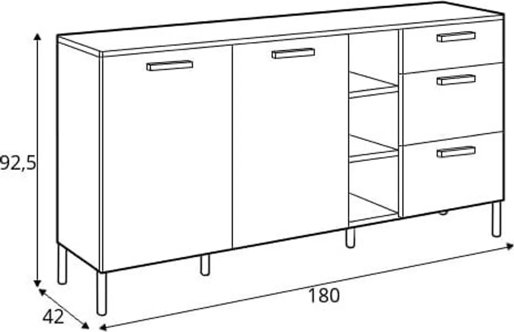 Grande commode de rangement Santes robuste en bois et métal noir - 3
