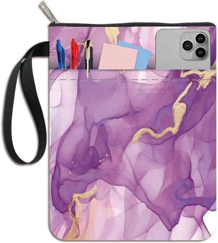 Housse de livre anti-taches marbrée lavable avec zip pour pages intactes