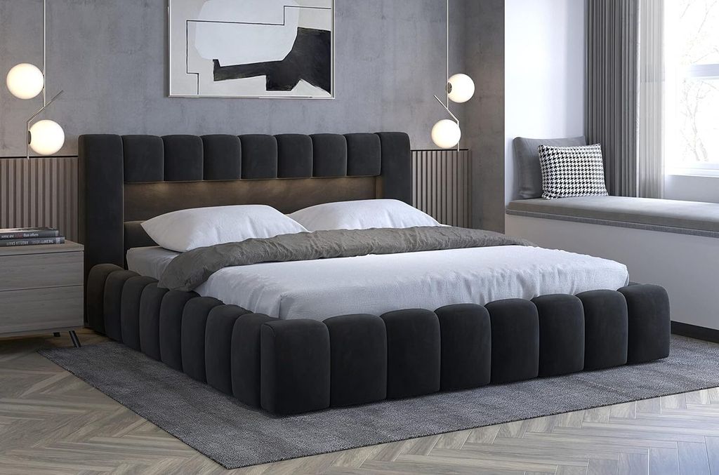 Luxus-Polsterbett inkl. LED Ambiente Designbett Lamica