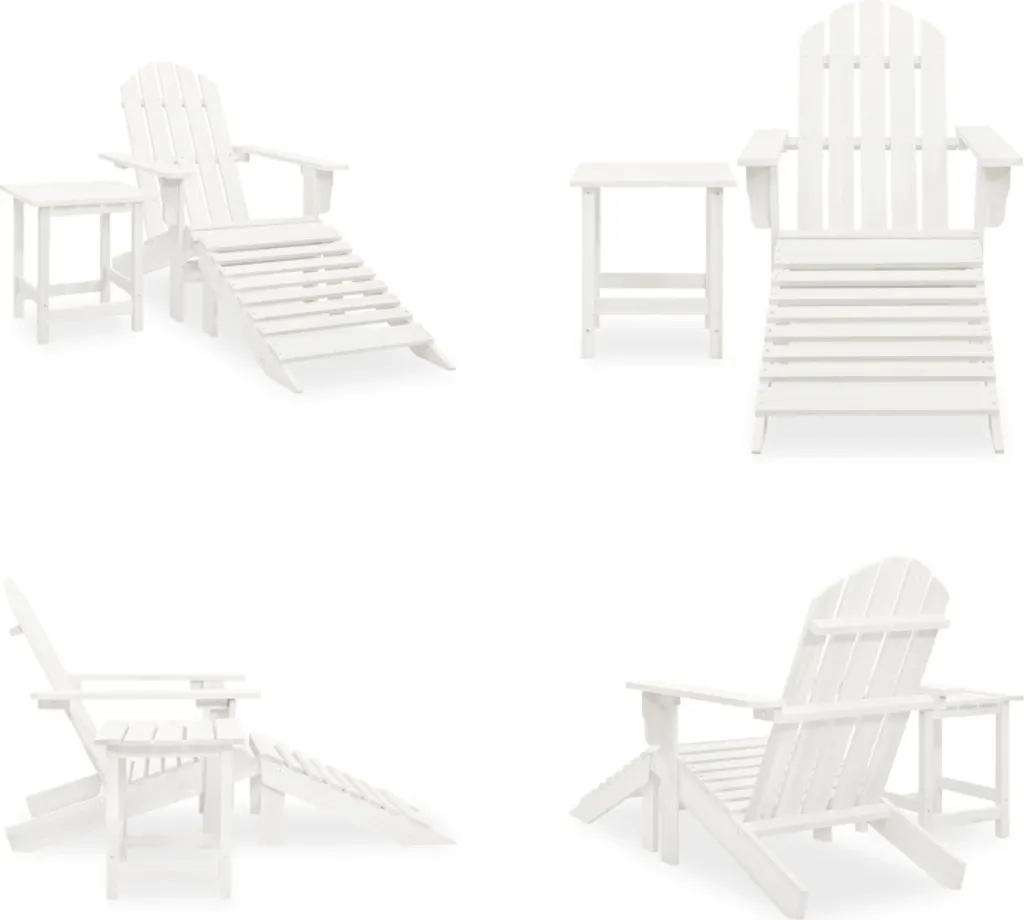 vidaXL Sedia da giardino Adirondack con poggiapiedi e tavolo in legno di abete bianco - sedia da giardino - sedie da giardino - poltrona da giardino - sedia da esterno