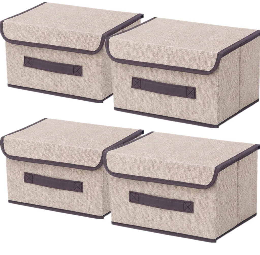 Finis les placards désordonnés : 4 Boîtes Pliables Tissu avec Couvercle