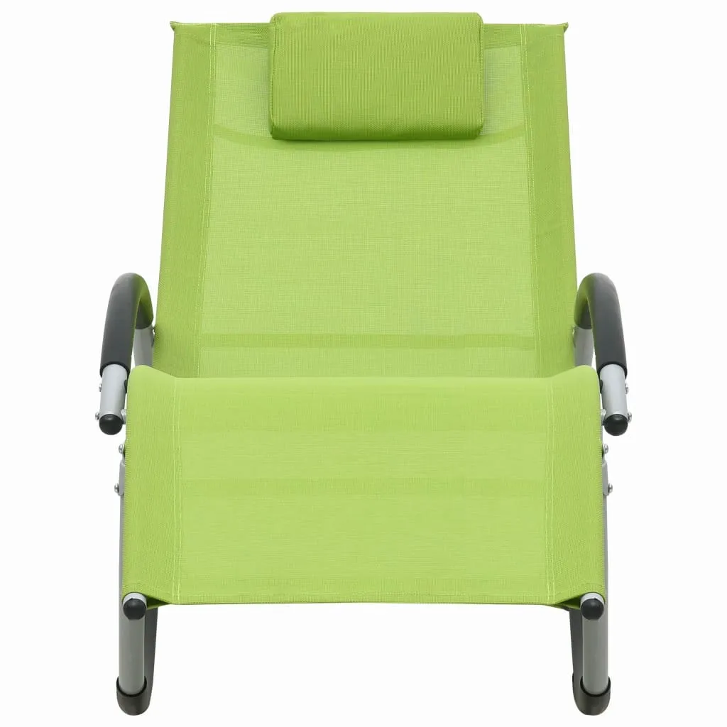 Transat de Jardin Vert en Textilène avec Coussin pour Détente et Sieste
