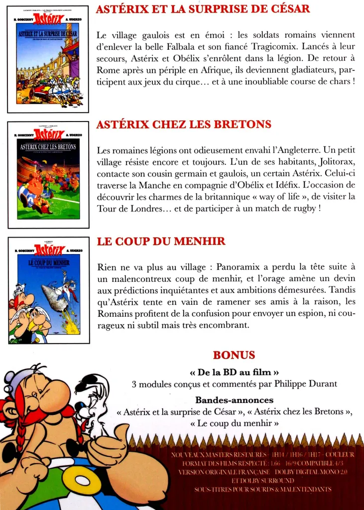 Asterix - Opération Menhir DVD Edition Originale Intégrale 3 Disques