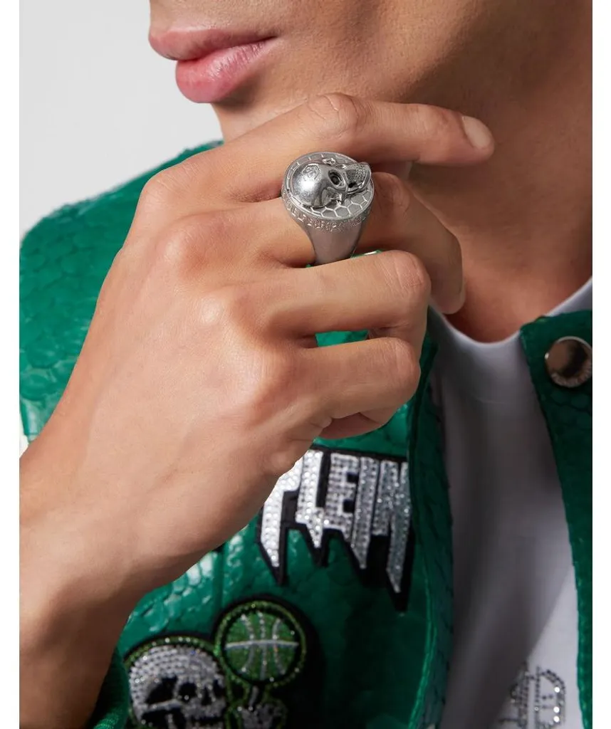 Bague Skull Grise Philipp Plein PJ8AA09R Acier Inoxydable Inaltérable