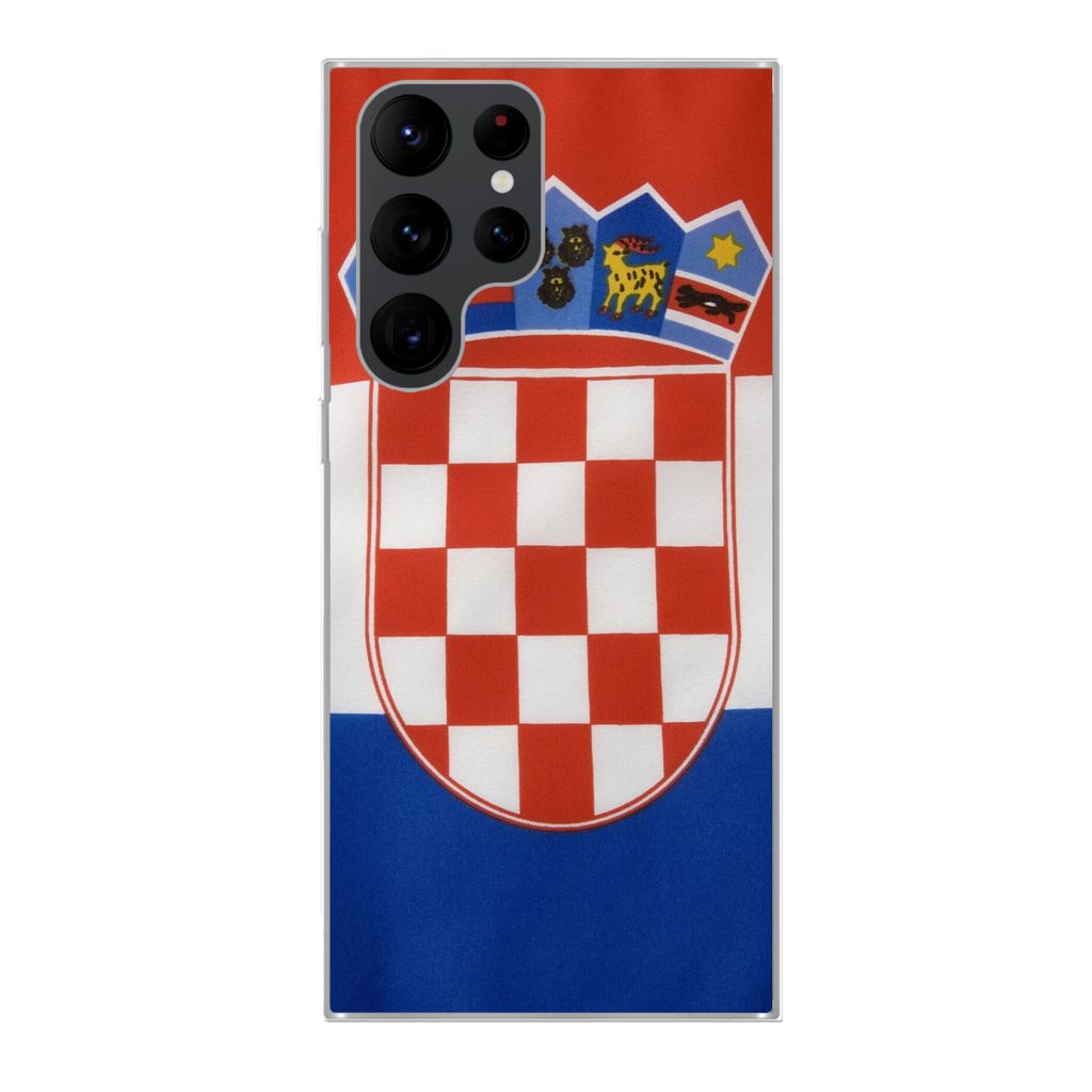 MuchoWow Handyhülle Schutzhülle Hülle für Samsung Galaxy S22 Ultra Foto der kroatischen Flagge Silikon Softcase Handy Hülle - Abbildung