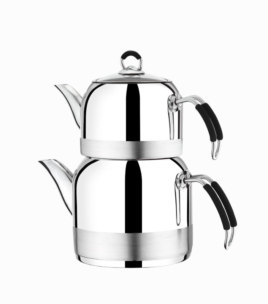 Edelstahl Teekanne EMEL Größe M 4 tlg. mit Silikon Griff Produktbild 