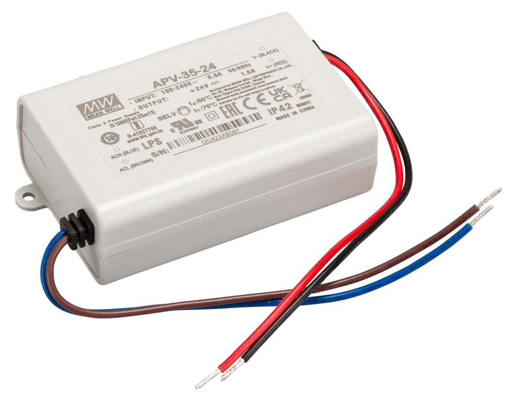 MEANWELL APV-35-24, alimentatore per installazione LED, 36W Immagine del prodotto 
