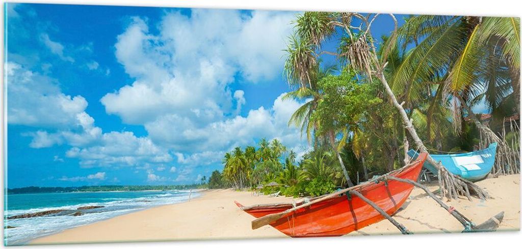 Bilder auf glas - Golf Ozean Palme Boot - 100x40cm - Produktbild 