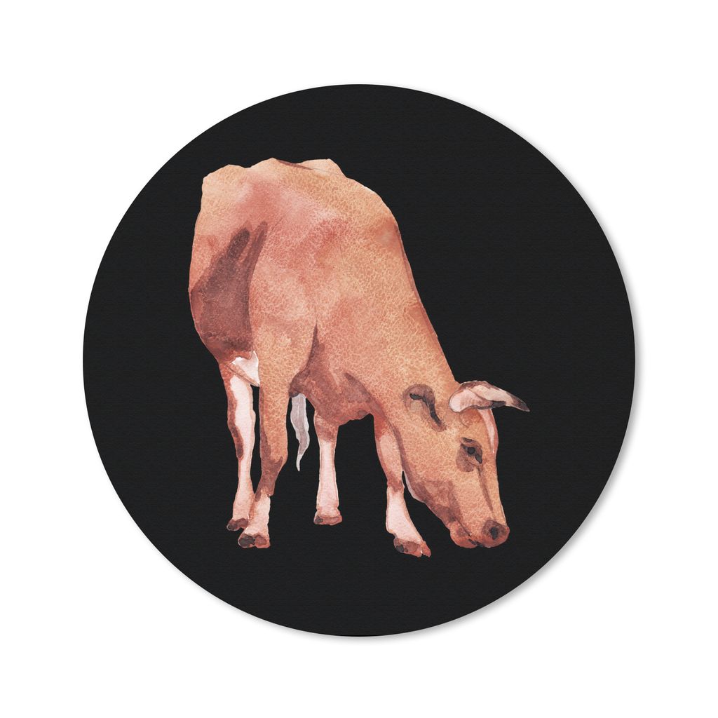 MuchoWow Mauspad Mousepad Kuh - Tier - Braun 40x40 cm - Mousepads - Maus Mat - Pad - Mausunterlage - Schreibtisch Accessoires