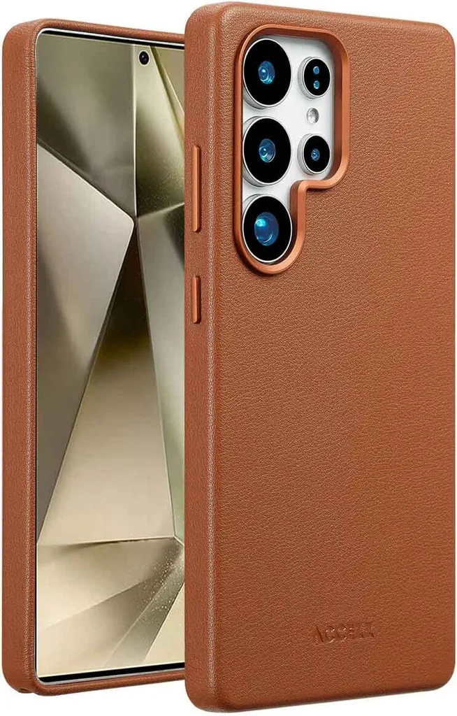 Accezz Samsung S25 Ultra: Cover in Pelle MagSafe Marrone Terra di Siena