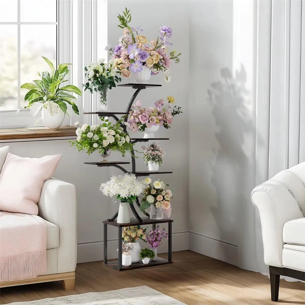 Optimisez votre espace : Support plantes vertical 151 cm Métal et MDF - 2
