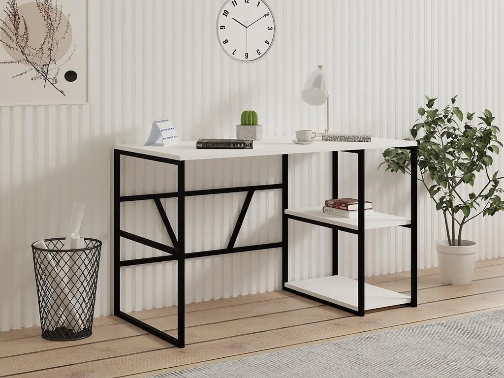Bureau Blanc de Travail 120cm Design Moderne pour Ordinateur et Étude