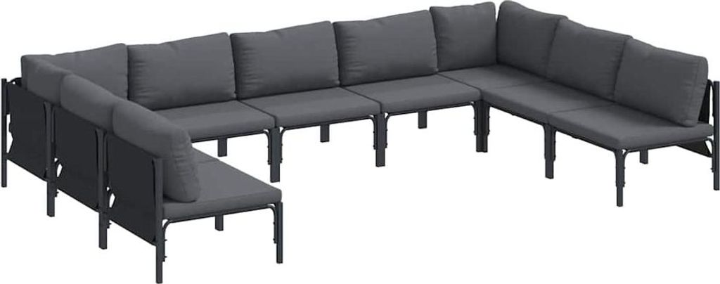 (Robust Möbel) Gartensofa-set - elegantes Design - Sitzgruppe mit Sofa, Tisch - mit Kissen 9 pcs Schwarz Stahl - Terassenmöbel DEMöbel369420