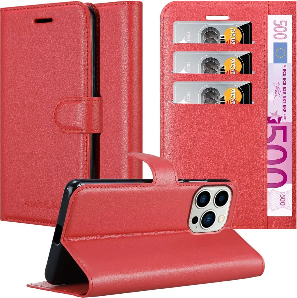 Cadorabo Custodia Libro compatibile con Nokia 2.3 in ROSSO MELA - con Vani di Carte, Funzione Stand e Chiusura Magnetica - Portafoglio Cover Case Wallet Book Etui Protezione