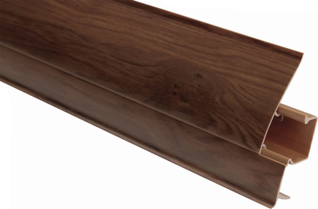 LEMAL Sockelleisten Sparpaket, PVC 65x23mm - Fußleisten mit Kabelkanal - (30 Meter 8643 Holzoptik Erle dunkel) Kunststoff Teppichleisten Übergang...