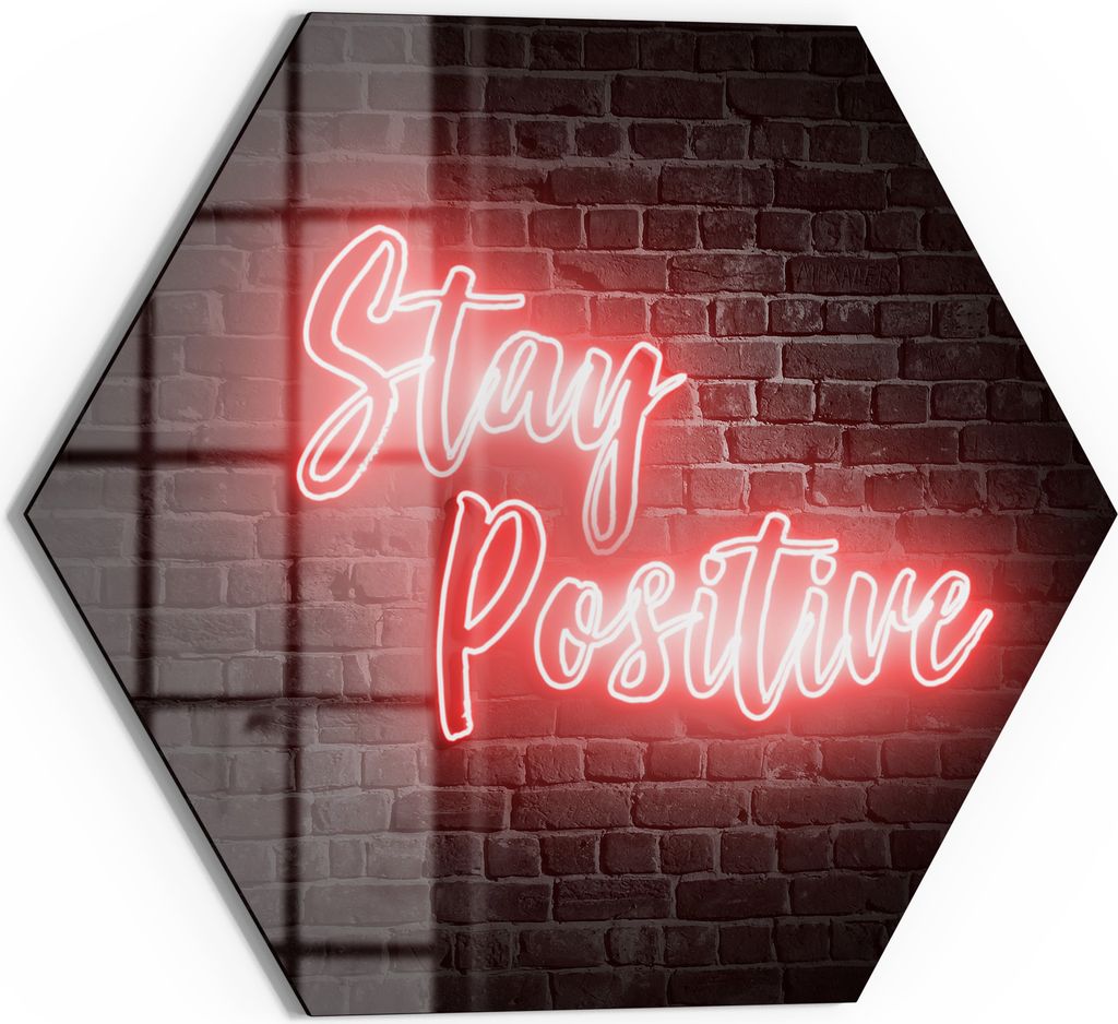 DEQORI Magnettafel Glas 40x35 cm 6-eckig 'Bleib Positiv Zitat' beschreibbar Whiteboard Küche