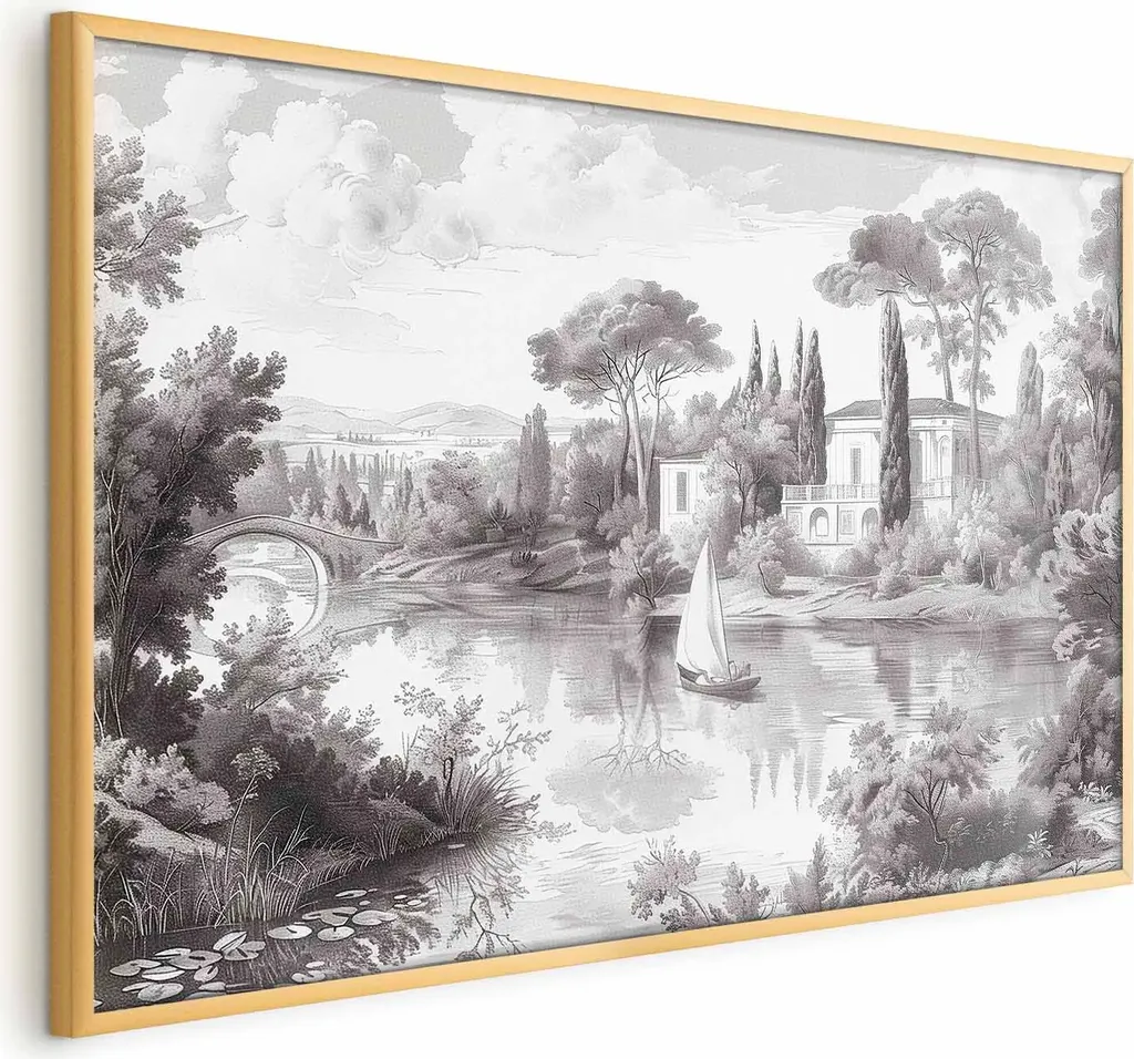 Quadro Grande 90x60 Poster Vintage Cornice Dorata Senza Margini