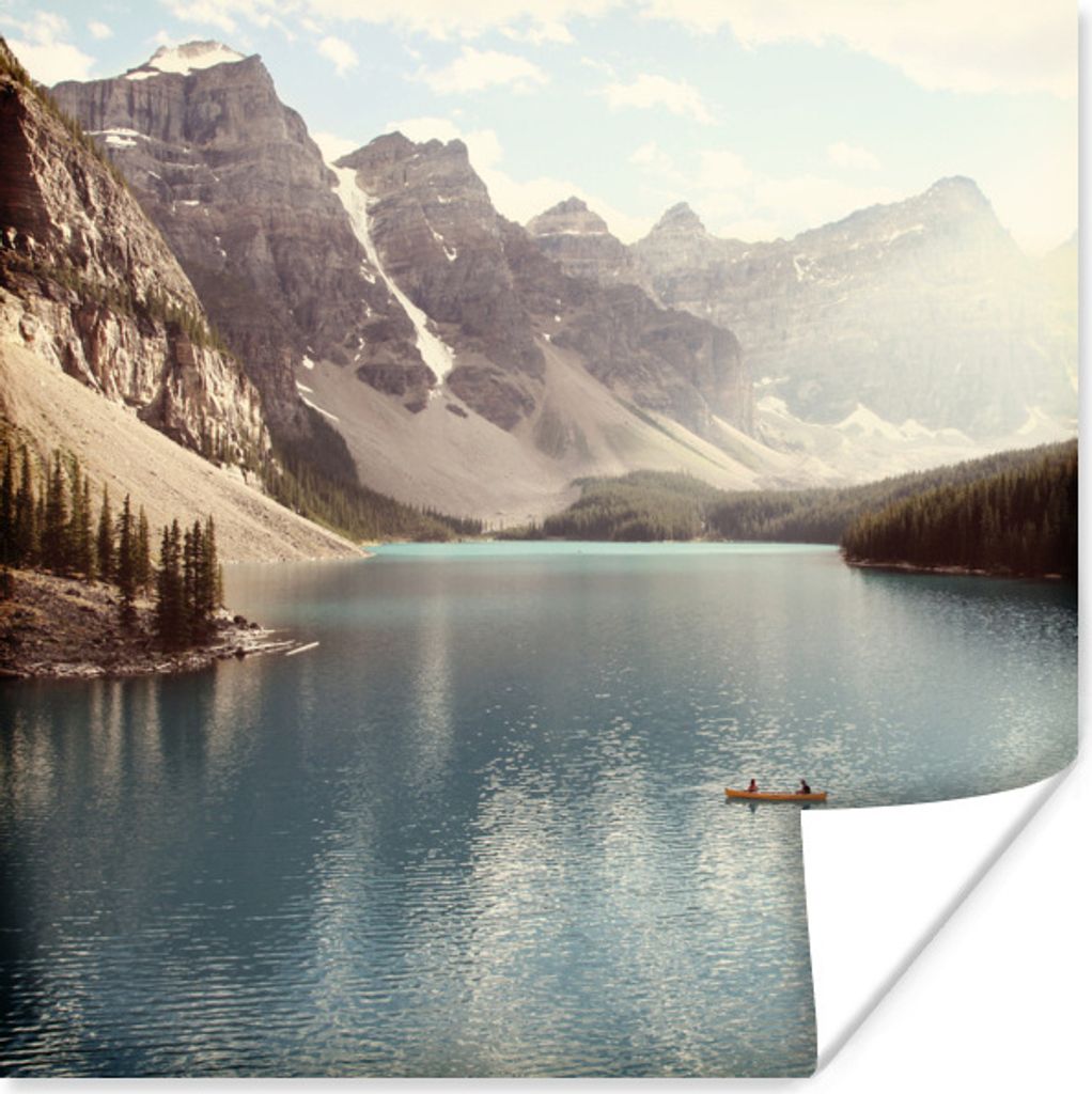 MuchoWow Poster Der kanadische Moränensee mit dem Tal bei Lake Louise 75x75 cm - Wand Dekoration