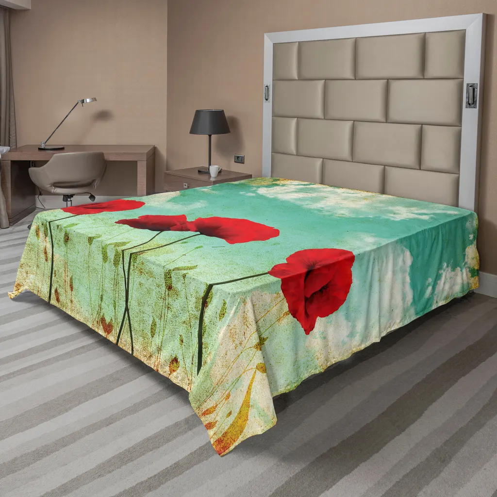 Drap de Lit Supérieur aux Motifs de Fleurs Printanières 260 x 228 cm