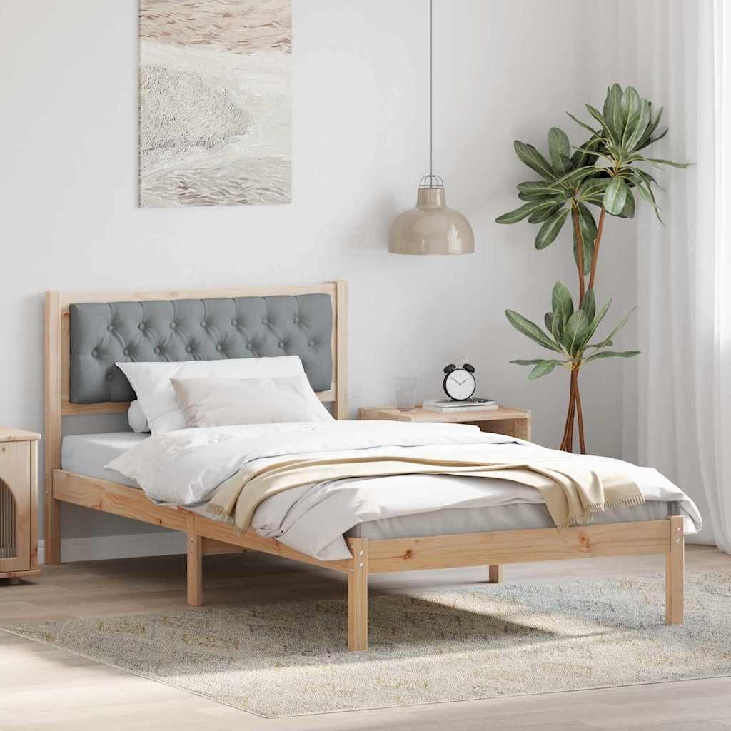 "Schlussverkauf" Einzelbett 1 PLACE - bettrahmen moderne - Hellgrau 100x200 cm Massives Kiefernholz C3531