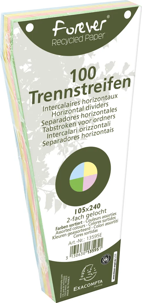 Fiches intercalaires verticales assorties Exacompta 105x240 mm 600 unités