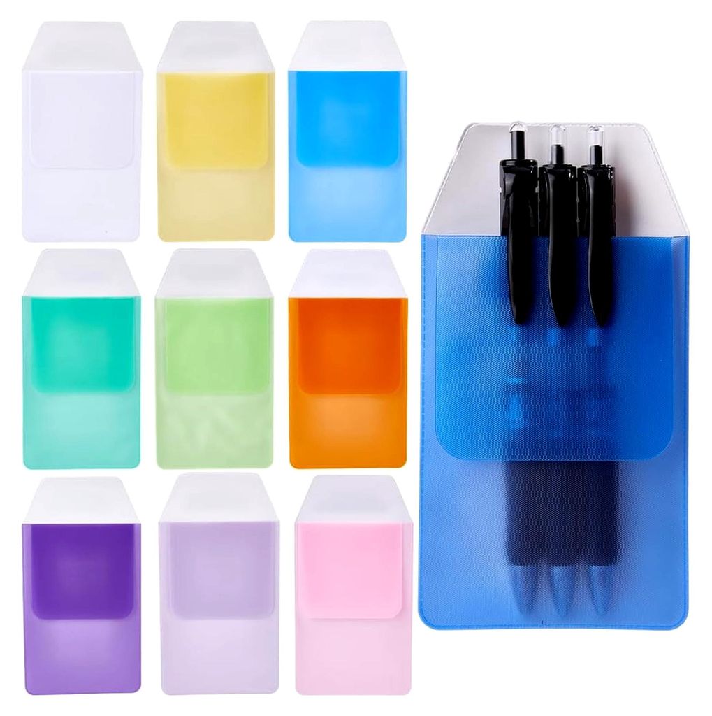 10 Stück PVC Bleistifttaschen 7,5 x 3,3 Zoll Rechteckig Bunt Strapazierfähig Stiftehalter für Schule, Krankenhaus, Büro, Schlüsselbänder, Hem...