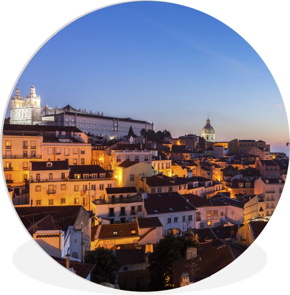 MuchoWow Rundes Wandbild - Runde Bilder Lissabon - Portugal - Sonnenuntergang Ø 60 cm Kreis Wanddekoration Kunststoff - Wandkreis - Wandschmuck ...