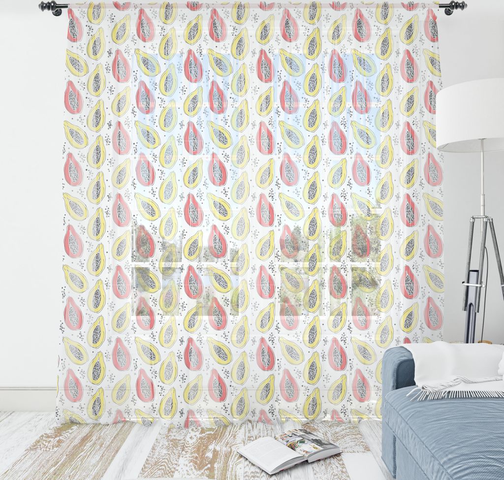ABAKUHAUS Tropisch Wandteppich, Exotische Papaya-Frucht-Muster in Bicolor Entwurf, Wohnzimmer Schlafzimmer seidiges Satin Wandtuch, 160 cm x 274 cm...