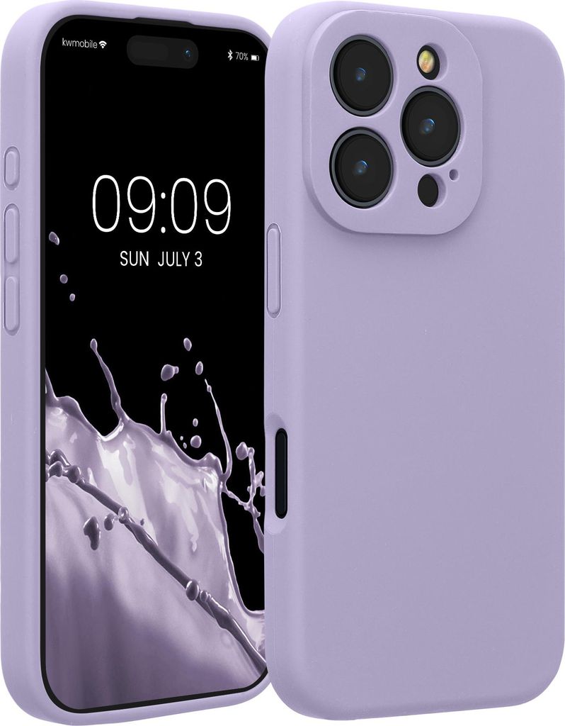 kwmobile Handyhülle kompatibel mit Apple iPhone 16 Pro Hülle - gummierte Handy Case aus Silikon in Lavendel