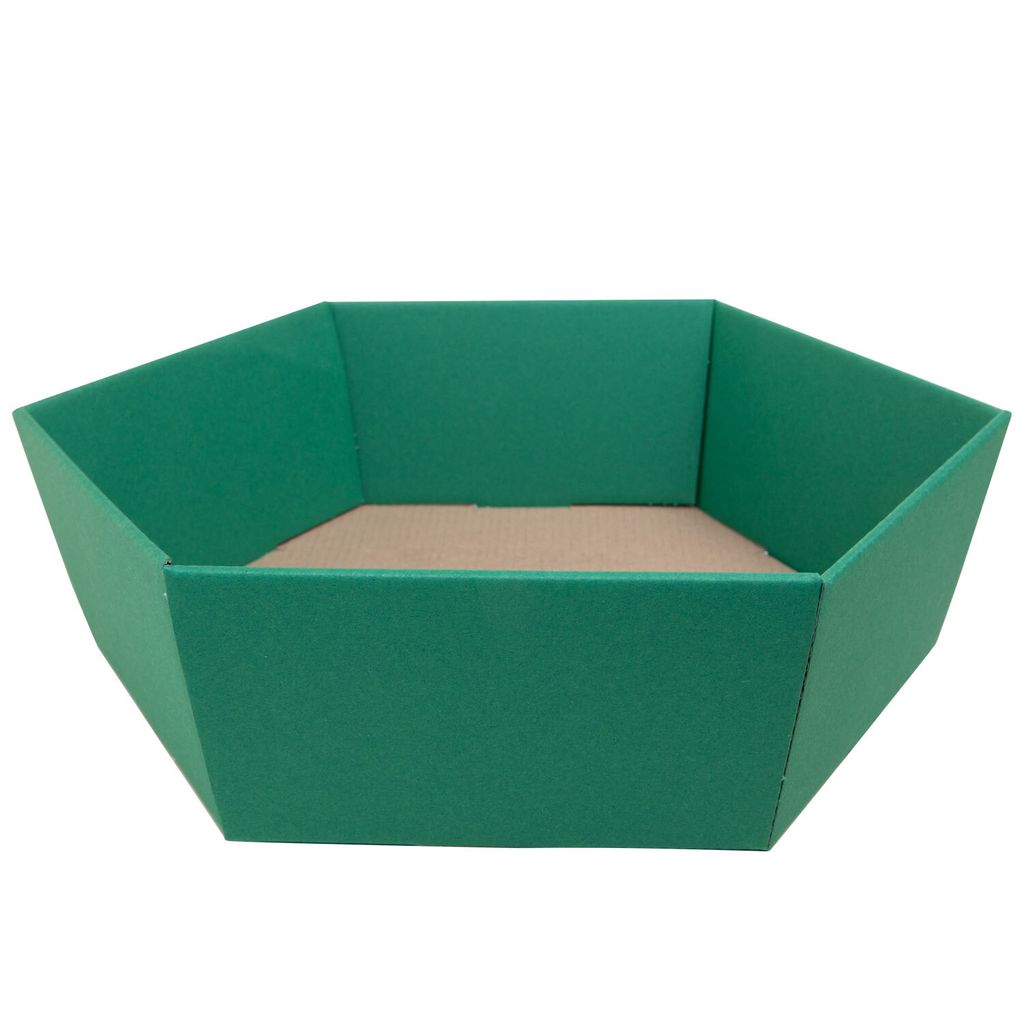 5 x PresentFill Präsentkorb - sechseckig groß - Geschenkkorb, Smaragd Grün