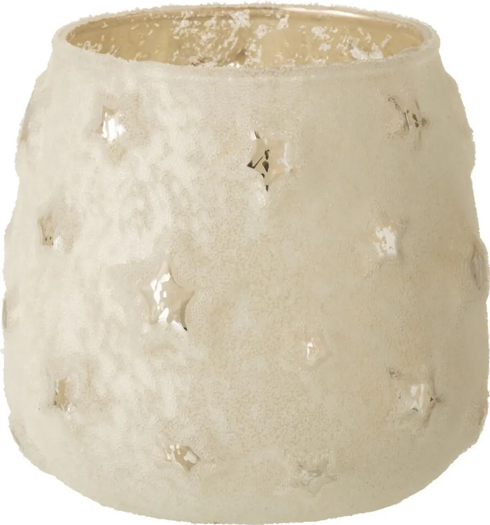 J-Line Porte-bougies à réchaud Étoile Verre Argent Antique Small Ø 10cm