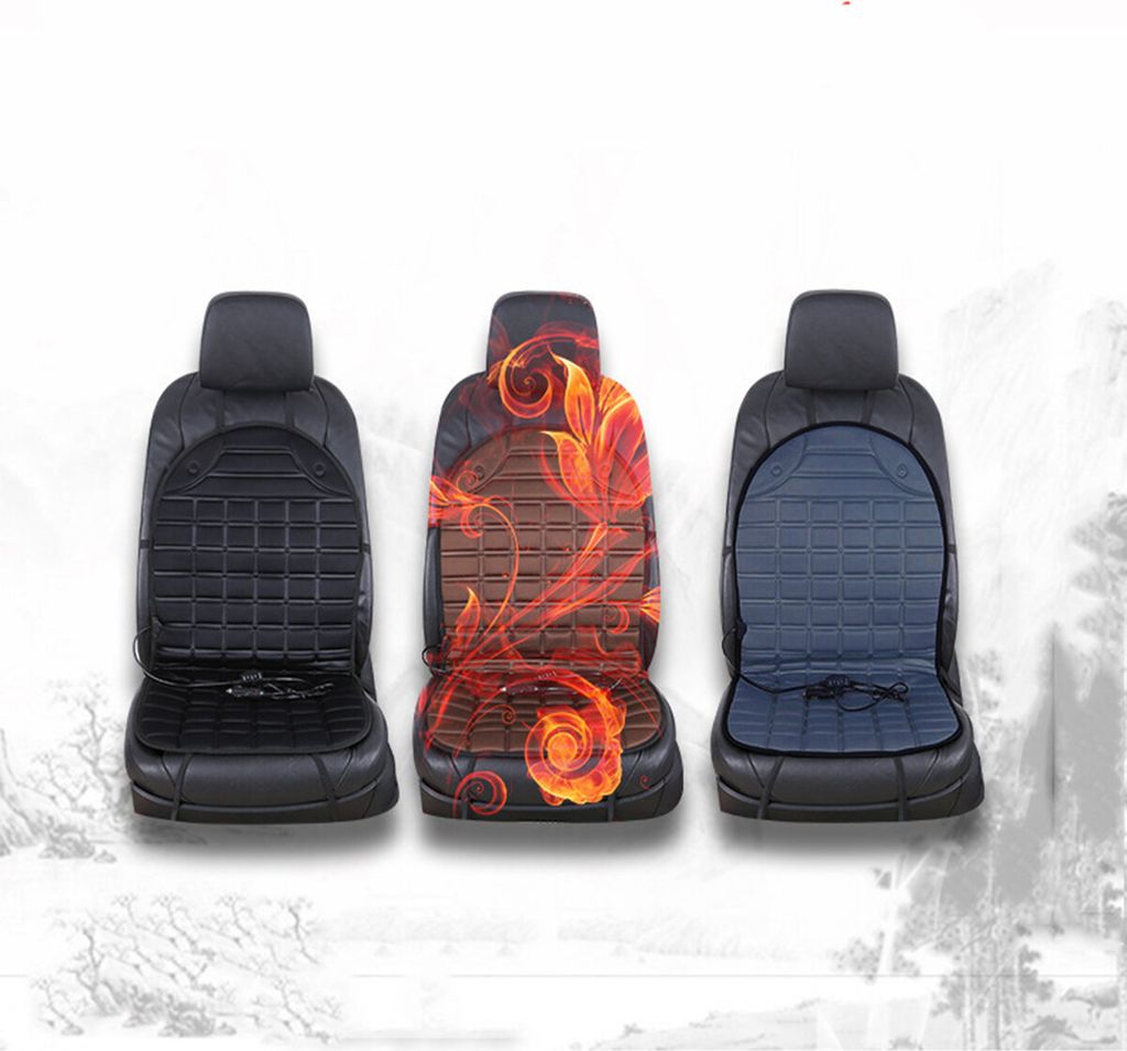 12V Auto Seat Wärmeabdeckung Beheizte Heizung Kissen Winterwärmer Pad - Schwarz