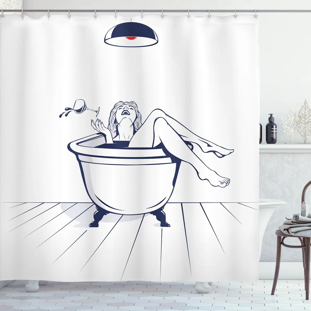 Tenda Doccia Antimuffa ABAKUHAUS 175x220 Lavabile Fantasia Vino