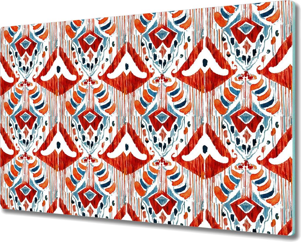 Glas-Herdabdeckplatte Glaskeramikkochfeld-Abdeckung Spritzschutz - 80x52 cm - Boheme Stil rot blau
