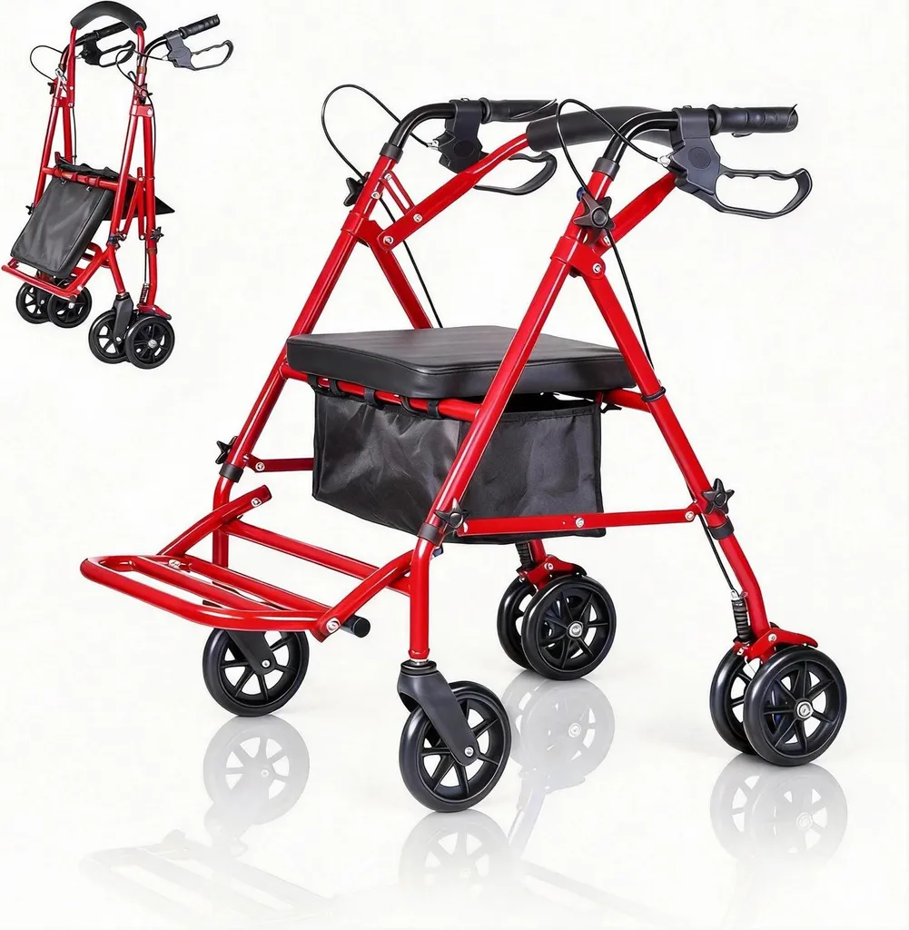 Déambulateur de transport pour promenades senior - Modèle pliable à roues