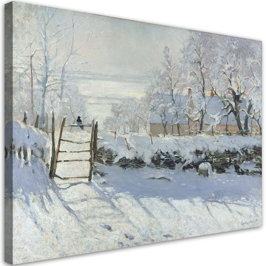 Leinwandbild Die Elster - Claude Monet 90x60 Feeby Bunt bild für die wand bereit zum aufhängen