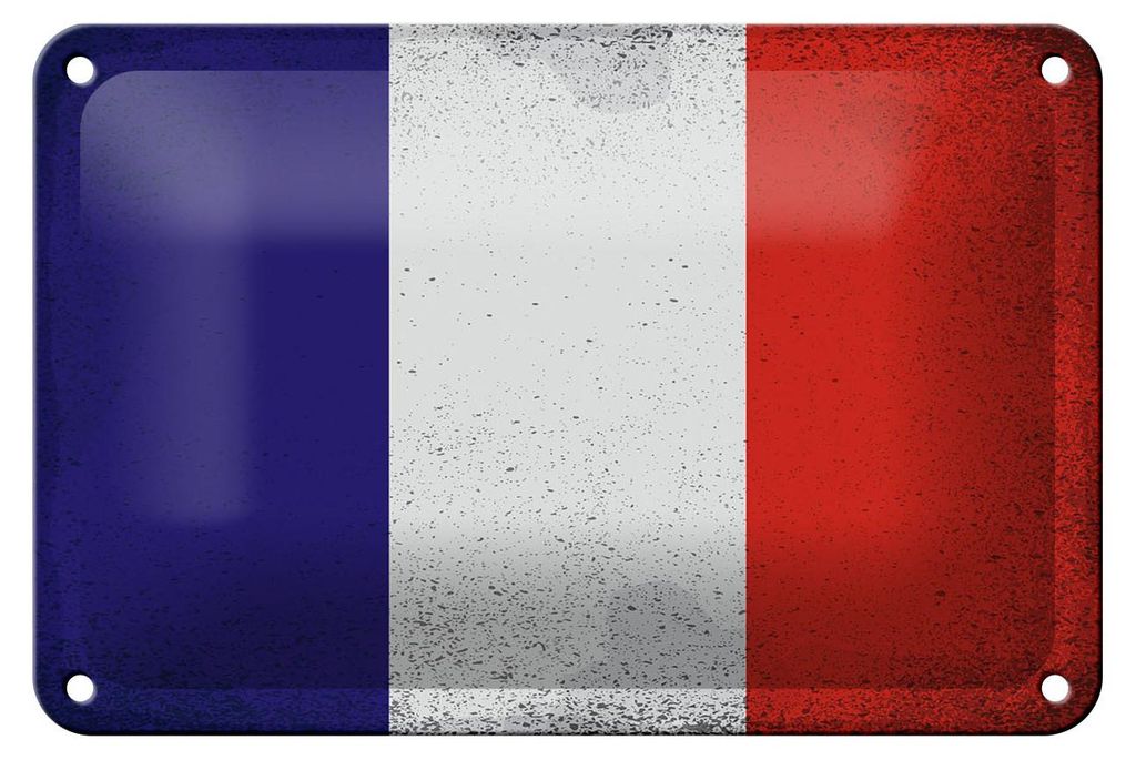 Blechschild Flagge Frankreich 18x12cm Flag France Vintage Dekoration