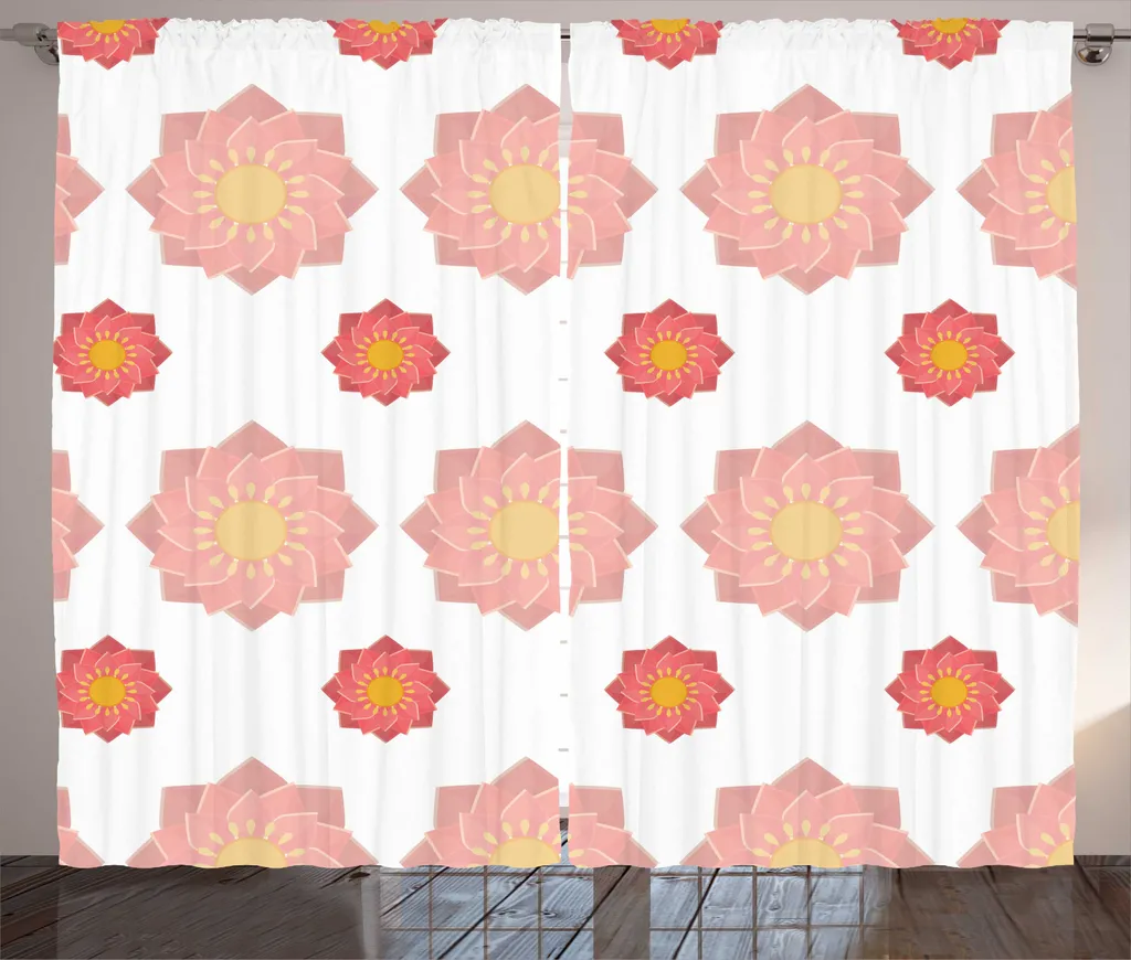 Rideau universel facile à installer pour salon 280x225 cm rose et jaune