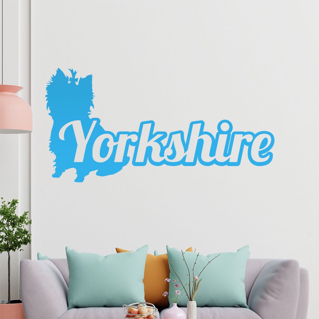 KIWISTAR Yorkshire mit Name Schrift Silhouette Wandtattoo in 6 Größen - Wandaufkleber Wall Sticker - Dekoration, Küche, Wohnzimmer, Schlafzimmer...