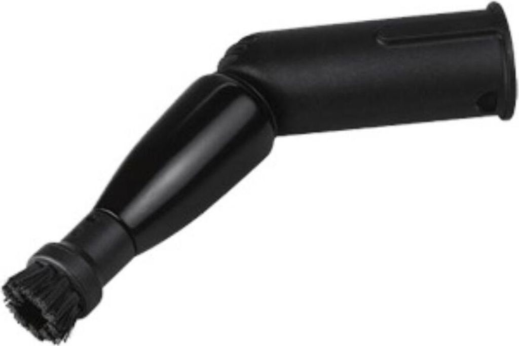 A black steam brush attachment for a cleaning device, shown against a white background.