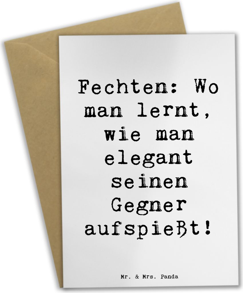 Mr. & Mrs. Panda Grußkarte Spruch Fechten Eleganz - Weiß - Geschenk, Sportler Geschenke, Präzision, Fechtkunst, Sportart, weihnachtskarten, Disz...