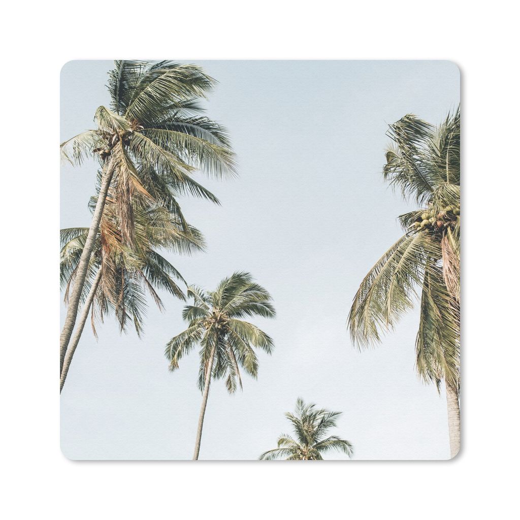 MuchoWow Mauspad Mousepad Palmen - Sommer - Tropisch 20x20 cm - Mousepads - Maus Mat - Pad - Mausunterlage - Desk Mat - Bureauartikeln