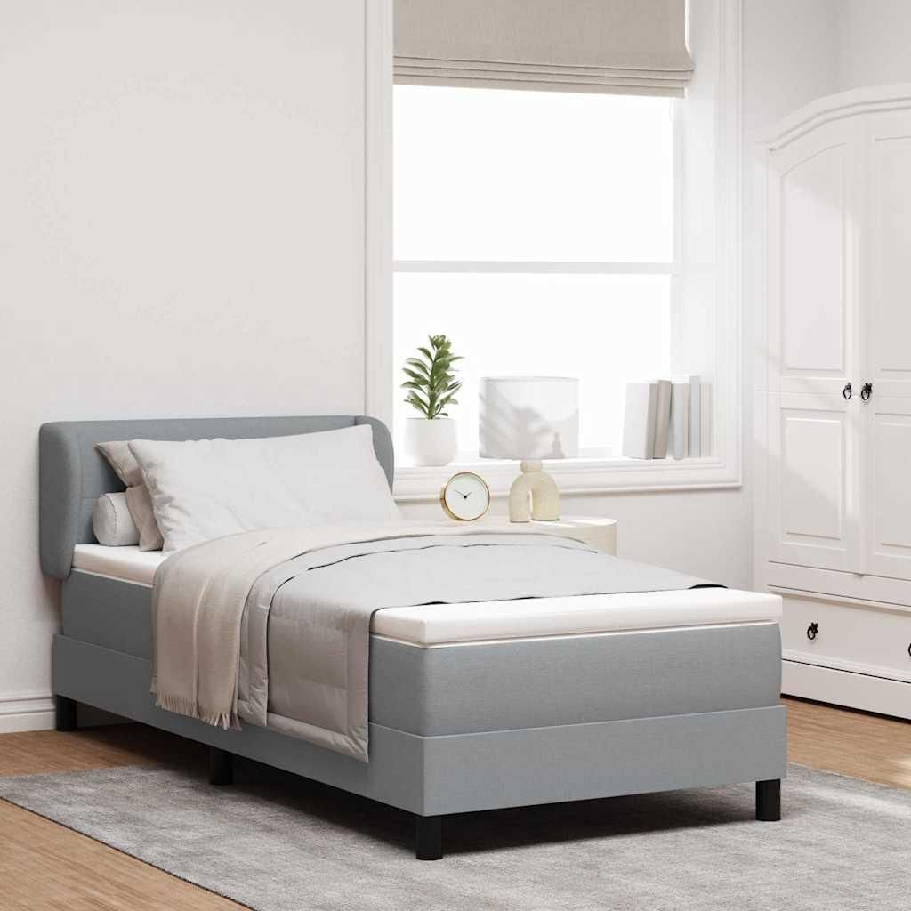 Design Bettrahmen inkl. Lattenrost - Boxspringbett mit Matratze Hellgrau 90 x 190 cm Stoff - Klassische Betten 2025 Neu6034868 5parcel