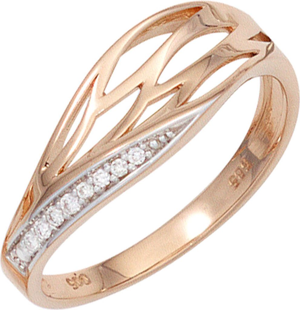 JOBO Damen Ring 585 Gold Rotgold teilrhodiniert 8 Diamanten Produktbild 